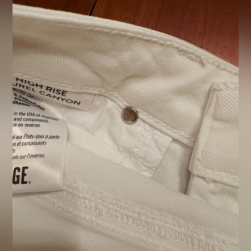 PAIGE Denim High Rise Laurel Canyon White Ankle Jeans with Frayed Raw Hem Sz 27 - Picture 10 of 11